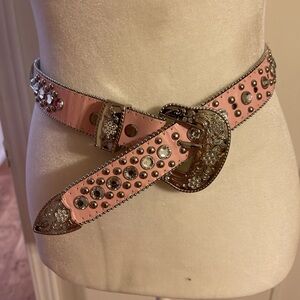 Gorgeous Pink Studded Belt with Silver Accents Size XS